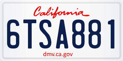 CA license plate 6TSA881