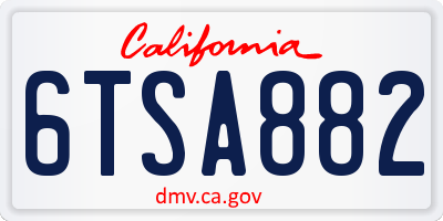 CA license plate 6TSA882
