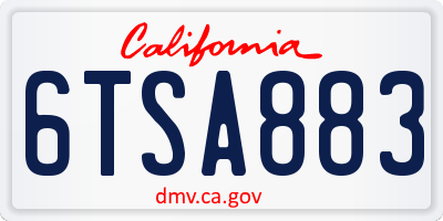 CA license plate 6TSA883