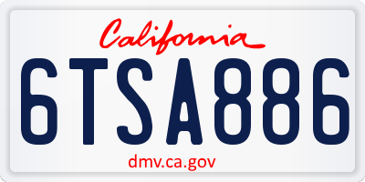 CA license plate 6TSA886
