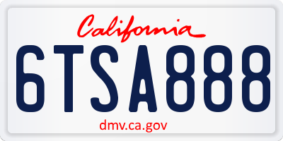 CA license plate 6TSA888