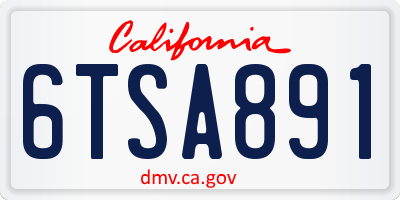 CA license plate 6TSA891