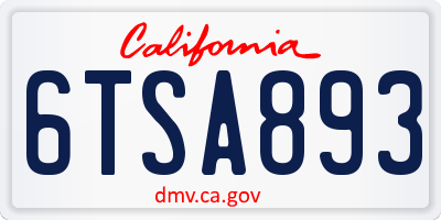 CA license plate 6TSA893