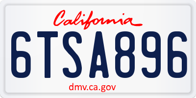 CA license plate 6TSA896