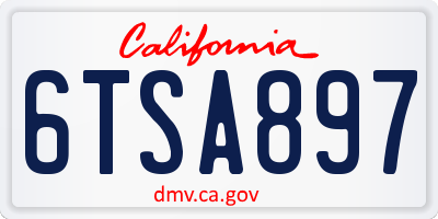 CA license plate 6TSA897