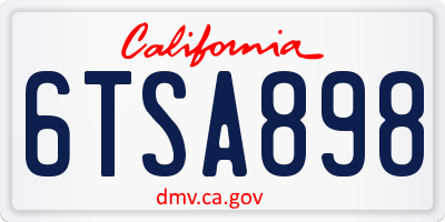 CA license plate 6TSA898
