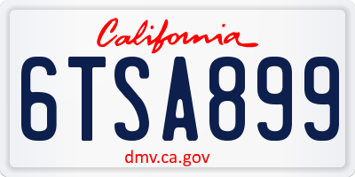 CA license plate 6TSA899