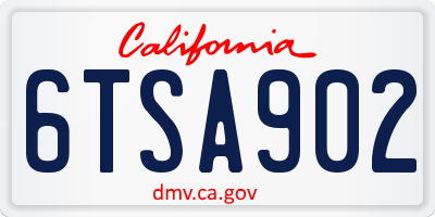 CA license plate 6TSA902