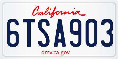 CA license plate 6TSA903