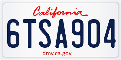 CA license plate 6TSA904