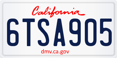 CA license plate 6TSA905