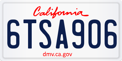 CA license plate 6TSA906