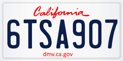 CA license plate 6TSA907