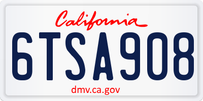 CA license plate 6TSA908