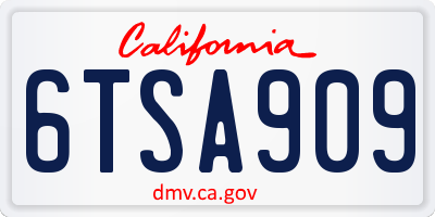 CA license plate 6TSA909