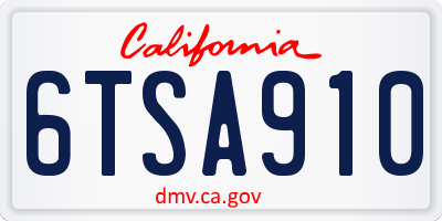 CA license plate 6TSA910