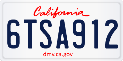 CA license plate 6TSA912