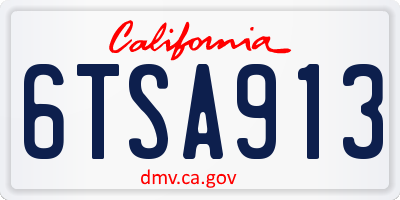 CA license plate 6TSA913