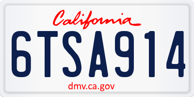 CA license plate 6TSA914