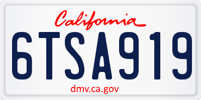 CA license plate 6TSA919