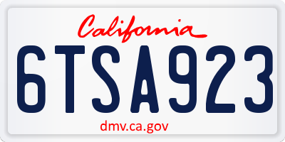 CA license plate 6TSA923