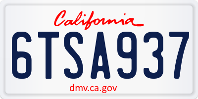 CA license plate 6TSA937
