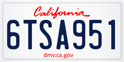 CA license plate 6TSA951