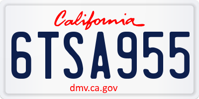CA license plate 6TSA955