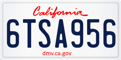 CA license plate 6TSA956