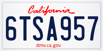 CA license plate 6TSA957