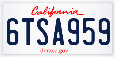 CA license plate 6TSA959