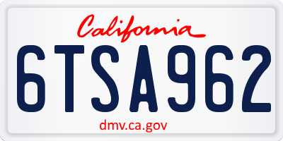 CA license plate 6TSA962