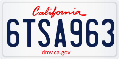 CA license plate 6TSA963