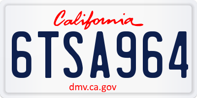 CA license plate 6TSA964