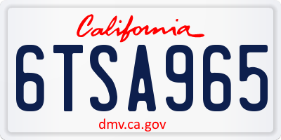 CA license plate 6TSA965