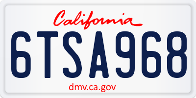 CA license plate 6TSA968