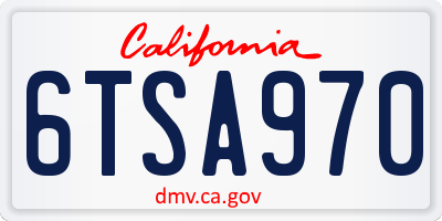 CA license plate 6TSA970
