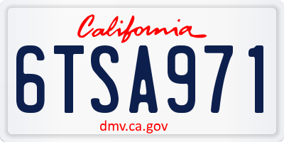 CA license plate 6TSA971