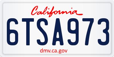 CA license plate 6TSA973