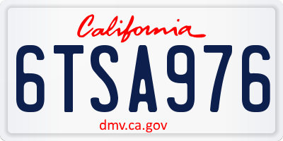 CA license plate 6TSA976