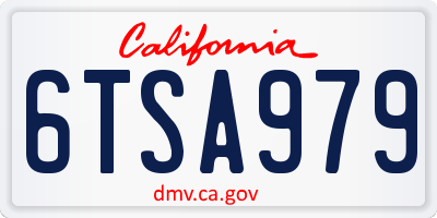 CA license plate 6TSA979