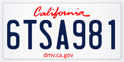 CA license plate 6TSA981