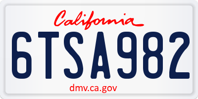 CA license plate 6TSA982