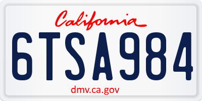 CA license plate 6TSA984