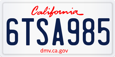 CA license plate 6TSA985