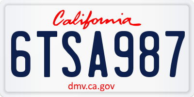 CA license plate 6TSA987