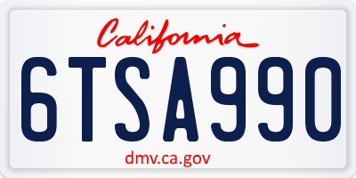 CA license plate 6TSA990