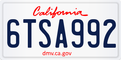 CA license plate 6TSA992