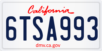 CA license plate 6TSA993