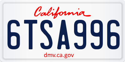 CA license plate 6TSA996